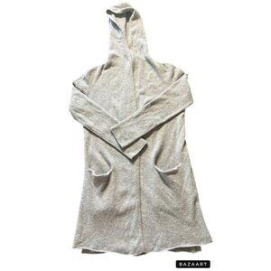 Brown Allen Wool Yak Blend Long Hooded Cardigan Sweater